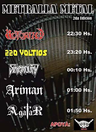 Metal Metralla - Horario de las bandas