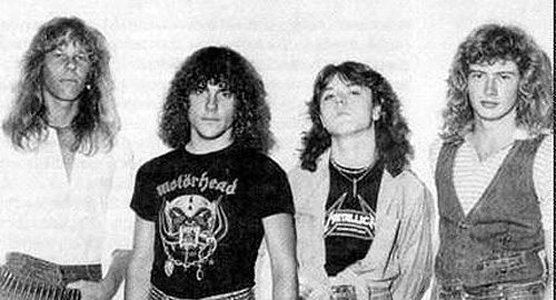 Formación original de Metallica: James Hetfield, Ron McGovney, Lars Ulrich y Dave Mustaine