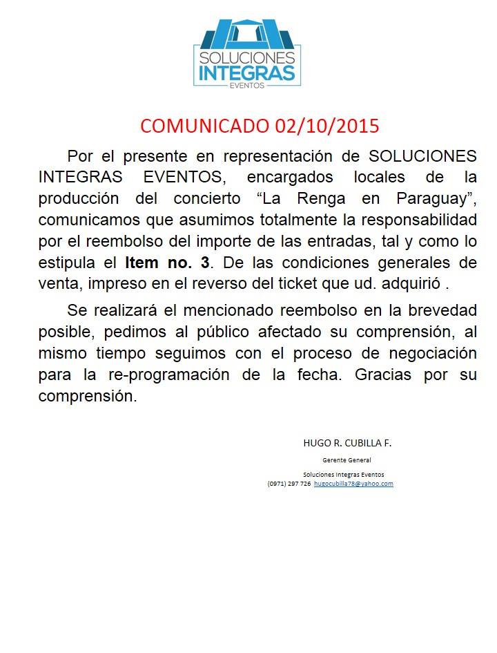 Comunicado de la productora.