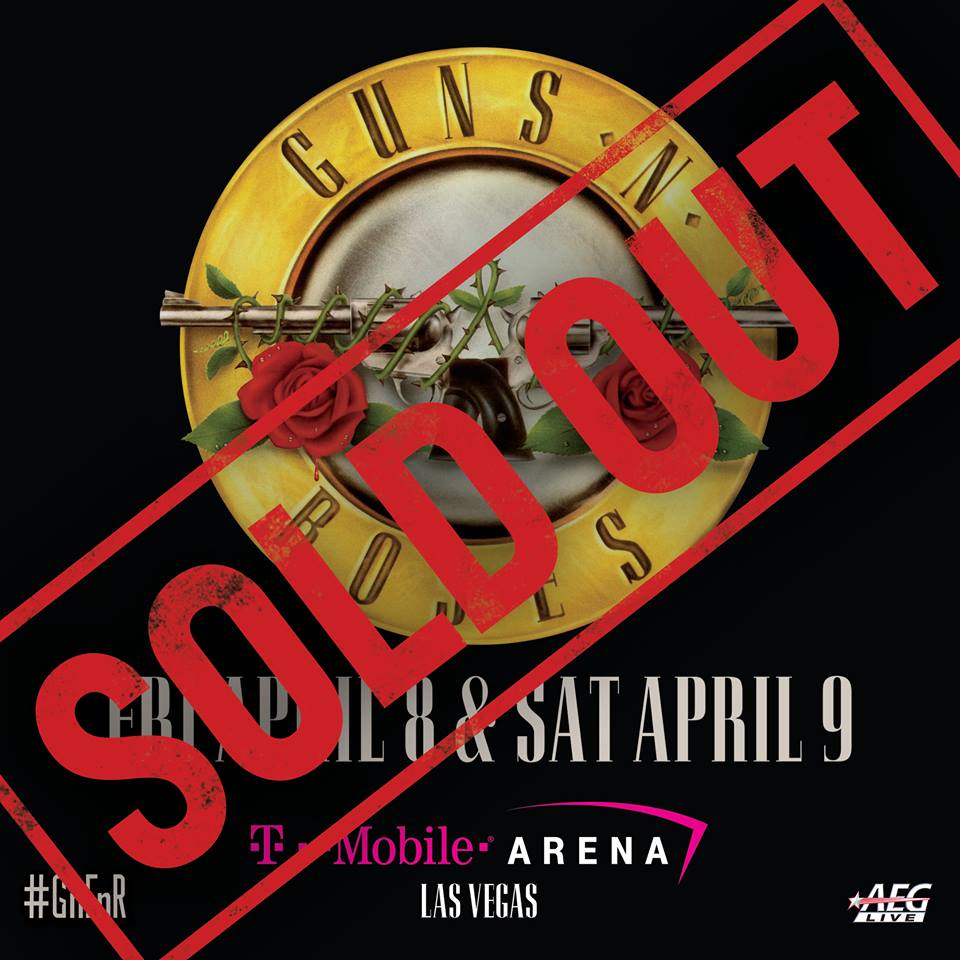 Flyer informando el ''Sold Out'' de los shows en Las Vegas.