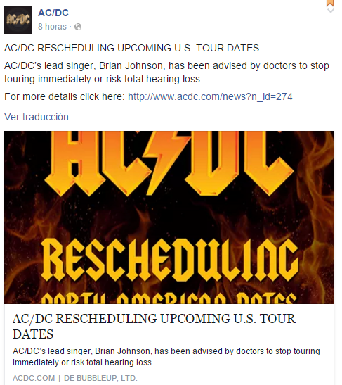 Comunicado de la banda.