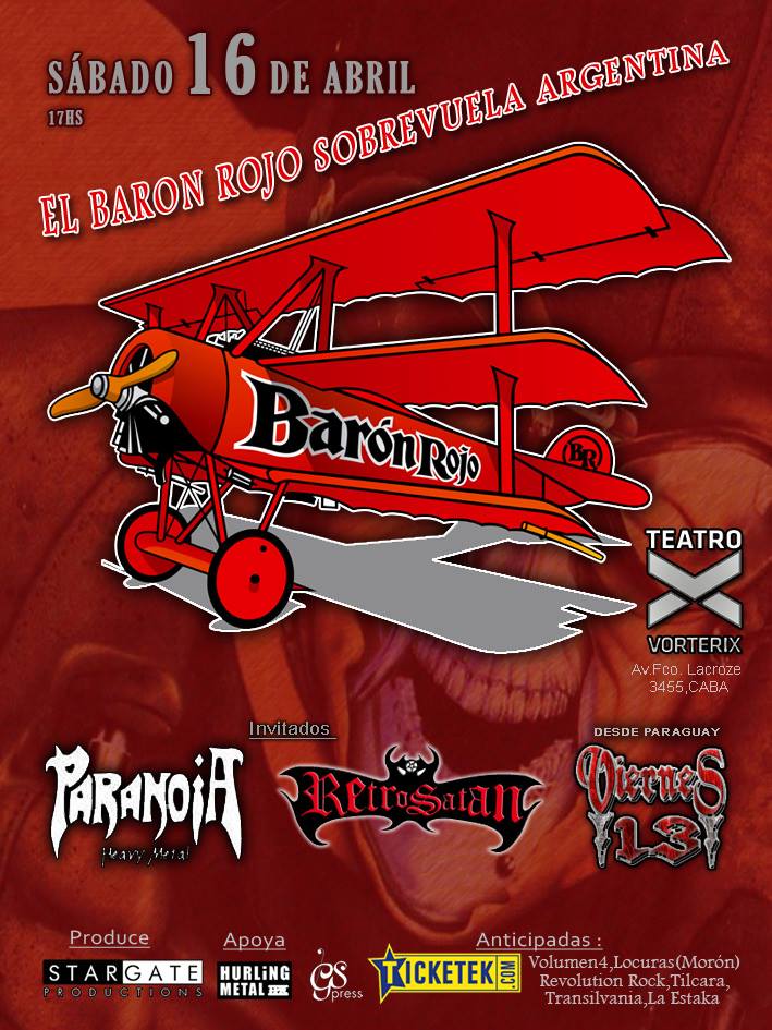 Sábado 16 de Abril, Viernes 13 junto a Barón Rojo