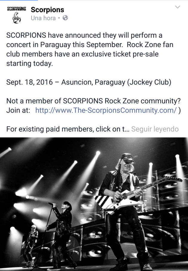 SCORPIONS ANUNCIO