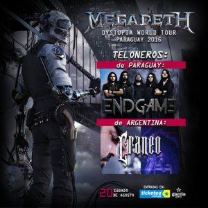 Megadeth en Paraguay: Endgame y Craneo serán los teloneros.